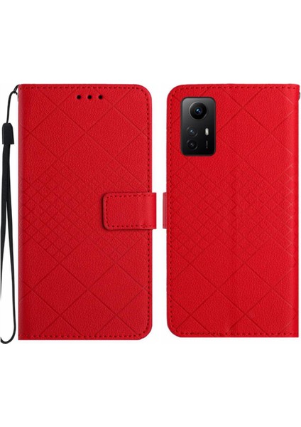 El Kayışı Elmas Kabartmalı Cüzdan Pu ile Xiaomi 12 Lite Için Flip Case (Yurt Dışından)