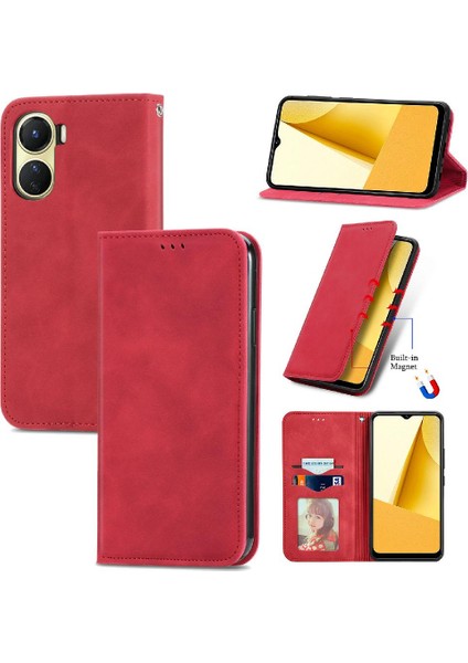 Vivo Y16 Kordon Basit Iş Fermuar Deri Çanta Cüzdan Için Kılıf (Yurt Dışından)