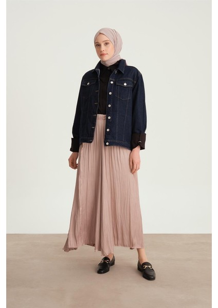 Kırışık Görünümlü Pileli Etek 24Yd5601 Vizon