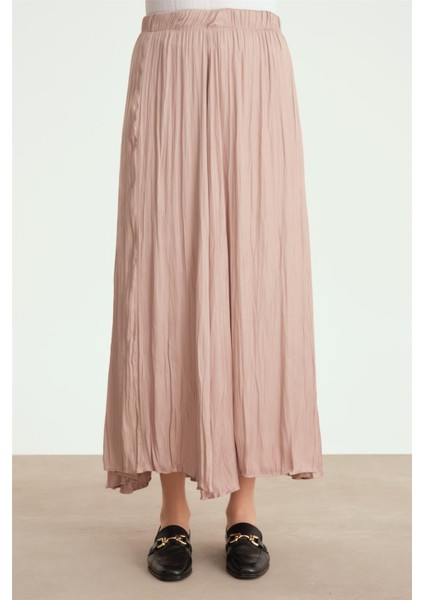 Kırışık Görünümlü Pileli Etek 24Yd5601 Vizon modelleri