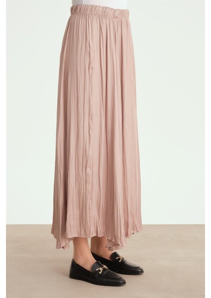 Kırışık Görünümlü Pileli Etek 24Yd5601 Vizon fırsatları