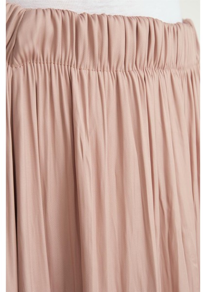 Kırışık Görünümlü Pileli Etek 24Yd5601 Vizon indirimleri