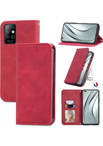 Infinix Not 8 Deri Çanta Basit Iş Cüzdan Kordon Için Kılıf (Yurt Dışından)