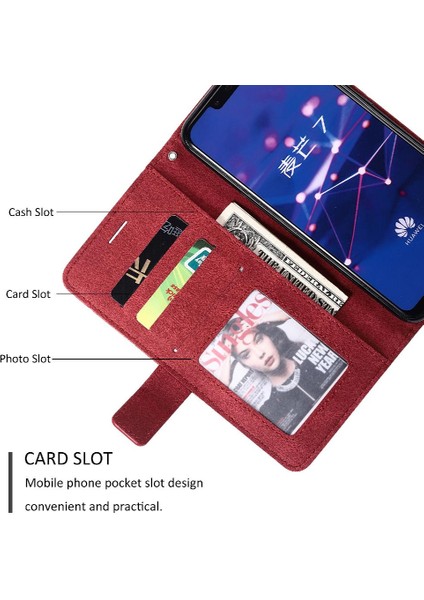 Huawei Mate 20 Lite Için Kılıf Darbeye Pu Deri Kart Tutucu Kickstand (Yurt Dışından)