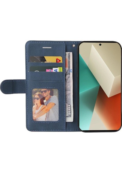 Kart Yuvası Standı Iki Renkli Dikiş ile Xiaomi Redmi Not 13 5g Için Kılıf (Yurt Dışından)
