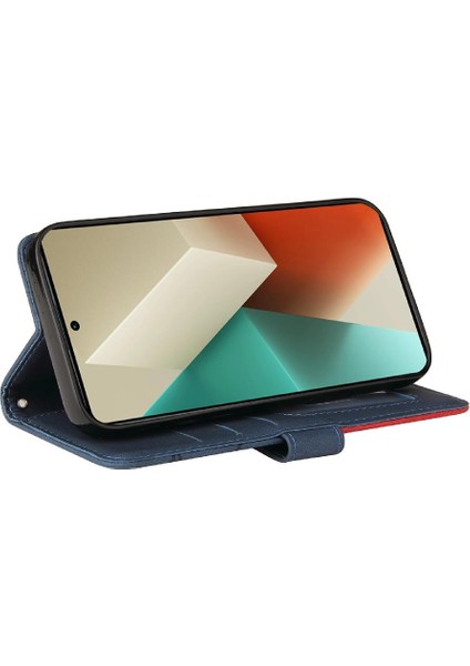 Kart Yuvası Standı Iki Renkli Dikiş ile Xiaomi Redmi Not 13 5g Için Kılıf (Yurt Dışından)