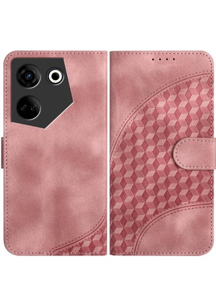 Tecno Camon 20 Darbeye Deri Kılıf Için Kılıf Geometrik Desen Flip Pu (Yurt Dışından)