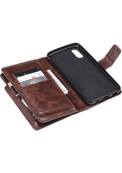 Samsung Galaxy A02 Manyetik Kickstand 9 Kart Yuvaları Cüzdan Pu Için Kılıf (Yurt Dışından)