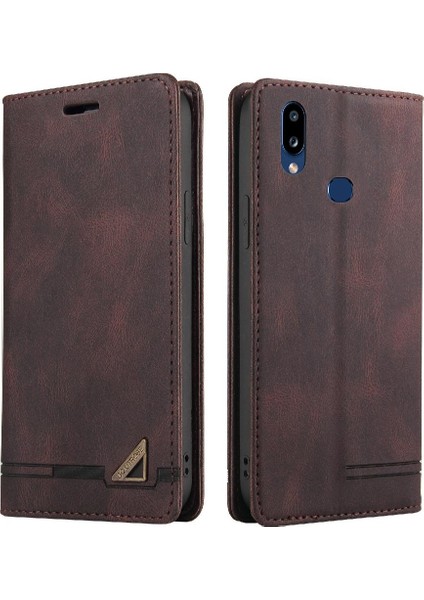 Samsung Galaxy A10S Kickstand Iki Kart Yuvaları Premium Deri Kılıf (Yurt Dışından)