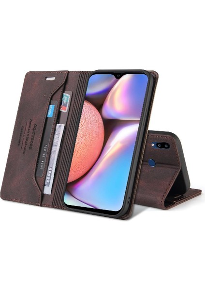 Samsung Galaxy A10S Kickstand Iki Kart Yuvaları Premium Deri Kılıf (Yurt Dışından)