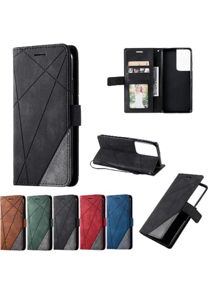 Samsung Galaxy S21 Ultra Darbeye Pu Deri Manyetik Kart Flip Case (Yurt Dışından)