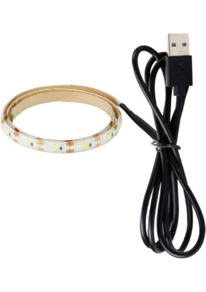 Su Geçirmez LED Şerit 5 V USB Tv LED Işıklı Bant Şerit Işık Dolap Esnek Lamba 2835 Kabine 0.5 Metre Sıcak Beyaz (Yurt Dışından)
