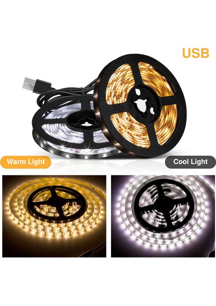 Su Geçirmez LED Şerit 5 V USB Tv LED Işıklı Bant Şerit Işık Dolap Esnek Lamba 2835 Kabine 0.5 Metre Sıcak Beyaz (Yurt Dışından)