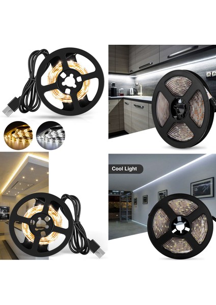Su Geçirmez LED Şerit 5 V USB Tv LED Işıklı Bant Şerit Işık Dolap Esnek Lamba 2835 Kabine 0.5 Metre Sıcak Beyaz (Yurt Dışından)