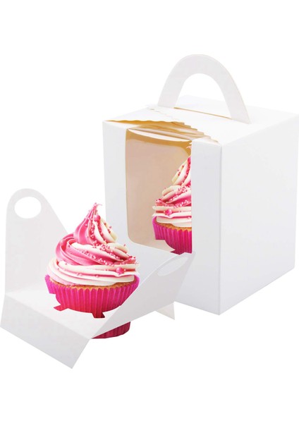 150 Pcs Tek Cupcake Kutuları Beyaz Bireysel Cupcake Taşıyıcı Tutucular, Fırın Sarma Ambalajı Için Pencere Ekleri ile (Yurt Dışından) fiyatları