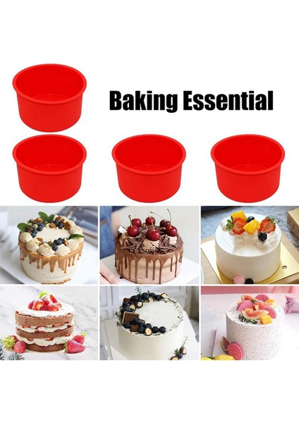 4 Inç Fırın Tavası Silikon Pişirme Kalıbı Bakeware Pan Kırmızı, 6'lı Set (Yurt Dışından) indirimleri