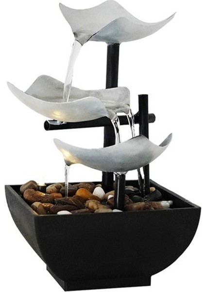 Iç Mekan 3 Katlı Masa Üstü Fıskiye, Güç Anahtarlı Otomatik Pompa, Doğal Özellikli Ekstra Derin Havza Uk Fişi, Gümüş (Yurt Dışından)