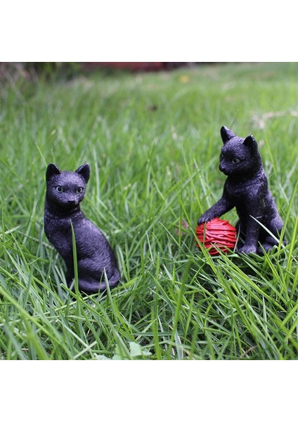 6 Adet Kedi Zemin Ekleme Dekor Heykeli El Sanatları Saksı Bahçe Dekorasyon Süsler Aile Yard Sanat Dekoru (Yurt Dışından)