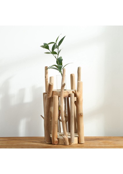 Iskandinav Yuvarlak Ahşap Küçük Vazo Dekorasyon Ev Bitki Çiçek El Yapımı Teraryum Masa Şeffaf Vazo Cam Kaplar (Yurt Dışından) fiyatları