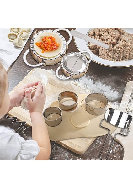 8 Parça Paslanmaz Çelik Köfte Makinesi Seti, Hamur Basın Cilt Makinesi Doldurma Kaşığı Un Halka Kesici (Yurt Dışından) indirimleri