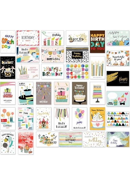 Yetişkinler ve Çocuklar Için 36 Paket Tebrik Kartı Doğum Günü Kartları Seti (Yurt Dışından)