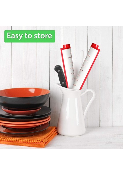 2 Parça Silikon Pişirme Mat Kaymaz Pasta Mat Yapışmaz Hamur Sarma Mat Ölçme ile Pasta, Makarna, Pizza, (Yurt Dışından) modelleri