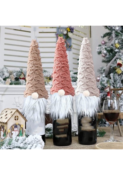 Noel Şarap Şişesi Kapağı Noel Şapka Şekli Şampanya Şişesi Kapağı Cüceler Isveç Yemeği Masa Dekoru Için (Pembe) (Yurt Dışından) fırsatları