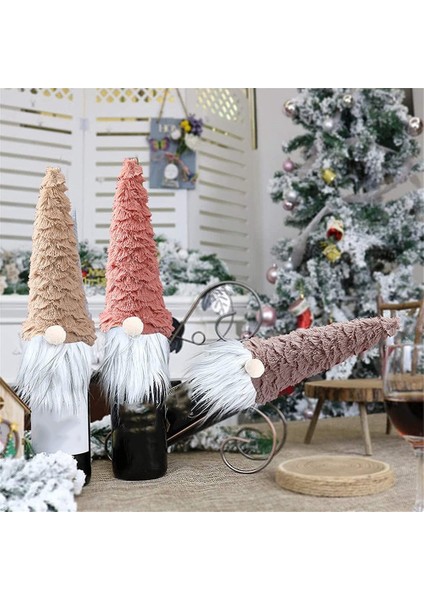 Noel Şarap Şişesi Kapağı Noel Şapka Şekli Şampanya Şişesi Kapağı Cüceler Isveç Yemeği Masa Dekoru Için (Pembe) (Yurt Dışından) indirimleri
