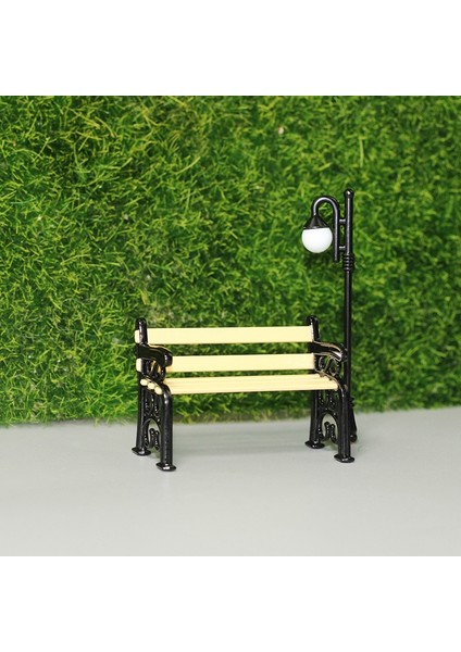 1/12 Minyatür Aksesuarları Mini Park Sandalyesi Sokak Lambası Seti Modeli Simülasyon Oyuncaklar (Yurt Dışından)