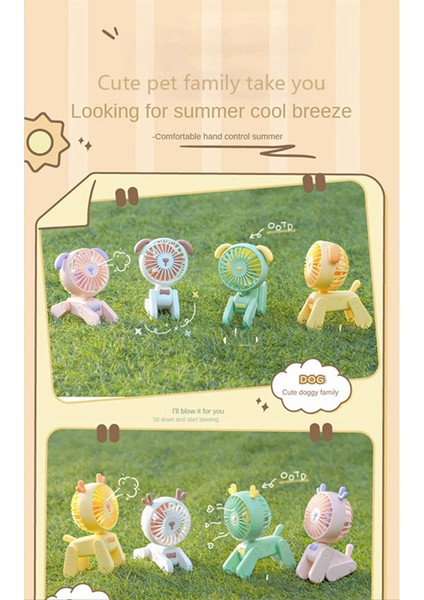 Mini Masaüstü Dekorasyon Hayranları Sevimli Evcil Köpek Şarj Edilebilir USB Küçük Elektrikli Fan Öğrenci Yurdu Dekorasyon Fanı Yeşil (Yurt Dışından) fırsatları