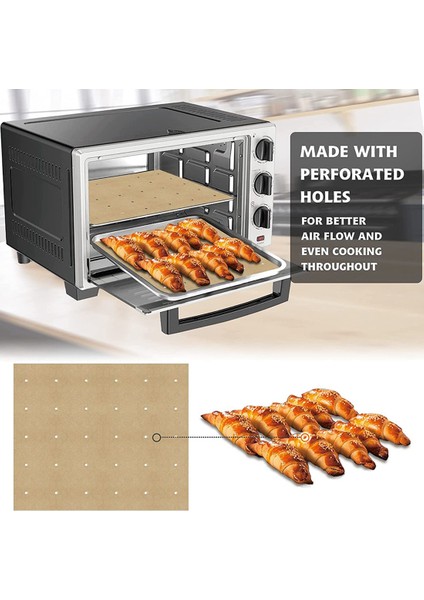 Hava Fritözü Parşömen Astarlı, 100 Delikli Kare Hava Fritöz Gömlekleri, Mutfak Somunları Için, Ninja, Hava Fritözleri, Vb (Yurt Dışından) indirimleri