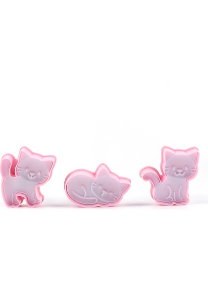 3 Adet Üç Yavru Kedi Bisküvi Kalıbı, Kedi Karikatür Bisküvi Kalıbı, Çerez Kabartma Cihazı, Kek Diy Pişirme Aracı (Yurt Dışından)