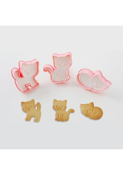 3 Adet Üç Yavru Kedi Bisküvi Kalıbı, Kedi Karikatür Bisküvi Kalıbı, Çerez Kabartma Cihazı, Kek Diy Pişirme Aracı (Yurt Dışından) modelleri