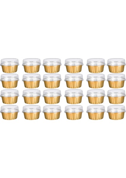 Kapaklı Tatlı Bardakları, 50 Paket Altın Alüminyum Folyo Pişirme Bardak Tutucuları, Cupcake Fırında Yardımcı Ramekin Şeffaf Puding Bardakları (Yurt Dışından) fiyatları