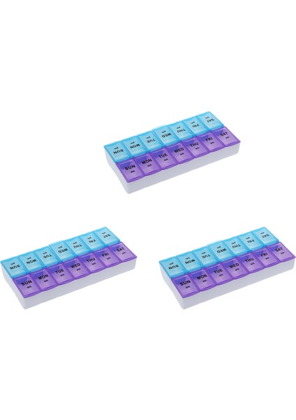 3x Yedi Gün Am ve Pm Hapı ve Tablet Saklama Kutusu, 14 Bölmeli (Yurt Dışından)