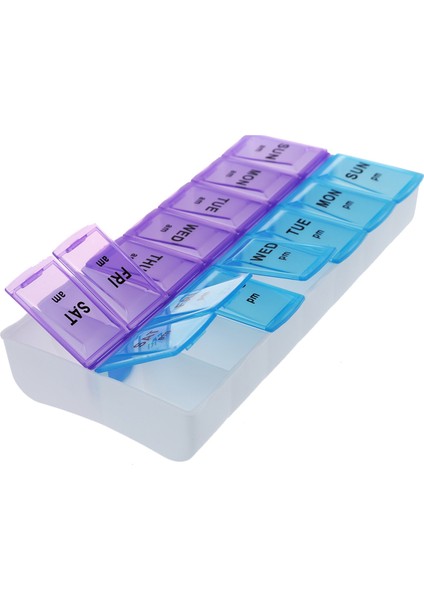 3x Yedi Gün Am ve Pm Hapı ve Tablet Saklama Kutusu, 14 Bölmeli (Yurt Dışından)