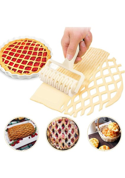 Kafes Rulo Kesici, Pasta Pizza Çerez Hamur Açma Makinesi Kafes Ev Pişirme Pasta Araçları (Plastik Kafes Kesici) (Yurt Dışından) fiyatları