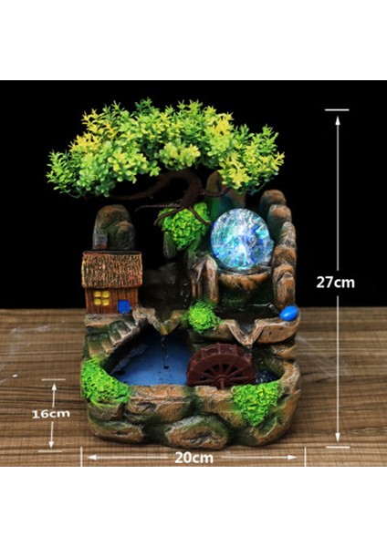 Reçine El Sanatları Feng Shui Çeşmesi Ev Ofis Dekor Kapalı Su Çeşmesi Döşeli Manzara Şelale Hediye-Ab Tak (Yurt Dışından)