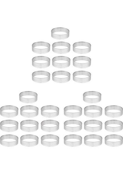 30 Adet 4.5 cm Yuvarlak Paslanmaz Delikli Dikişsiz Tart Halkası Kiş Halkası Tart Tava Pasta Tart Halkası Delikli Tart Kabuk Halkası (Yurt Dışından)