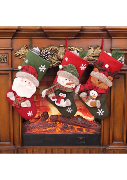 Merdiven Şömine Asılı, Ren Geyiği Için Noel Çorap Çantası (Yurt Dışından)