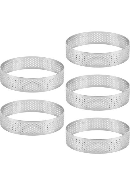 5 Adet Dairesel Tart Halkaları Delikli Paslanmaz Çelik Kek Kalıbı 9 cm (Yurt Dışından)