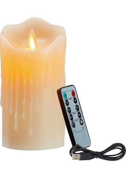 LED Mumlar, Titreşen Alevsiz Mumlar,şarj Edilebilir Mum,uzaktan Kumandalı Gerçek Balmumu MUMLAR,15CM (Yurt Dışından)