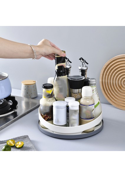 Mutfak Baharat Saklama Tepsisi Dönen Kozmetik Organizatör Kutusu 360 Derece Döndürme Tepsisi Banyo Depolama Organizatör (Beyaz) (Yurt Dışından) fırsatları