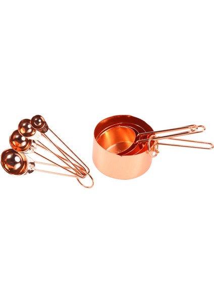 Gül Rengi Altın Paslanmaz Çelik 8 Kazınmış Ölçümden Oluşan Ölçüm Seti (Yurt Dışından)