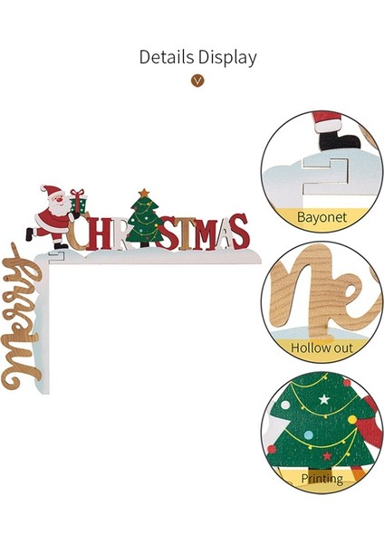 4pcs Noel Süslemeleri, Ahşap Köşe Kapı Çerçevesi Dekorasyonu (Yurt Dışından)