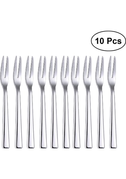 10 Adet 304 Paslanmaz Çelik Kokteyl Tatlı Çatal Meze Aperatif Kek Meyve Çatal Seti (Yurt Dışından) modelleri
