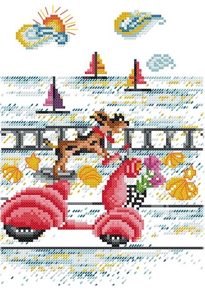 Yetişkinler Için Damgalı Kitler 11CT Dıy Kit -Love Chase 26X36CM (Yurt Dışından)