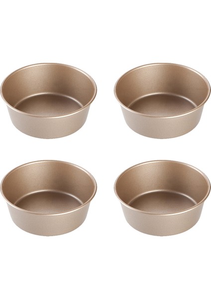 4 Adet 4 Inç Karbon Çelik Altın Mousse Kek Burger Kalıp Yuvarlak Yapışmaz Pasta Cheesecake Kalıp Fırın Tepsisi (Yurt Dışından)