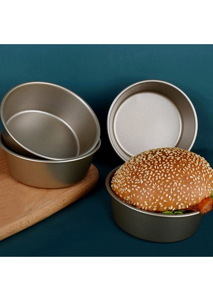 4 Adet 4 Inç Karbon Çelik Altın Mousse Kek Burger Kalıp Yuvarlak Yapışmaz Pasta Cheesecake Kalıp Fırın Tepsisi (Yurt Dışından) indirimleri