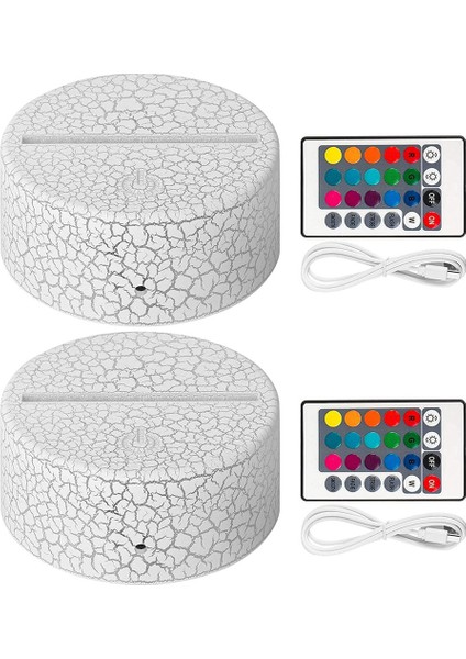 2 Paket 3D Gece LED Işık Lamba Tabanı + Uzaktan Kumanda + USB Kablosu, Akrilik Kırık Için 16 Renk Işık Gösterisi Ekran Standı (Yurt Dışından)